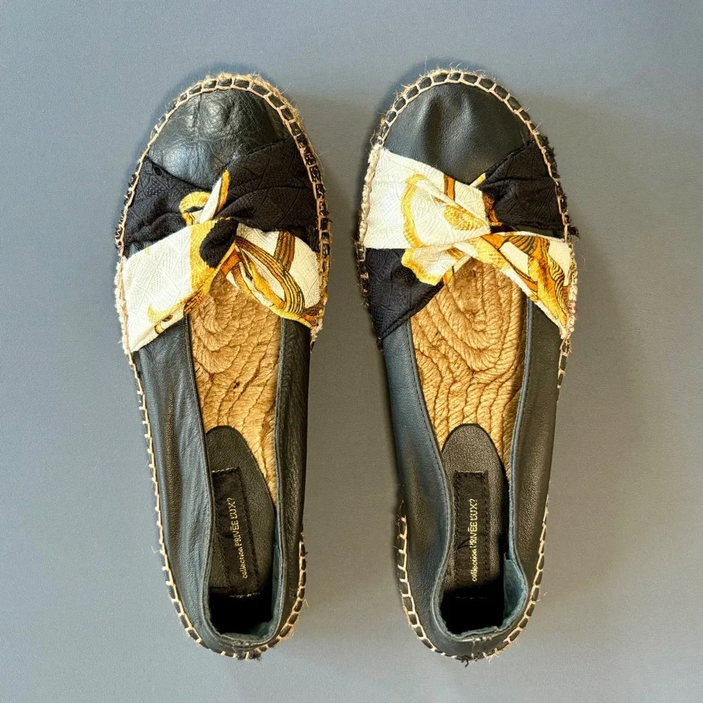 New Collection‎ Privee Espadrille Shoes | Size 38 / 7.5 US | Leather Floral Boho
